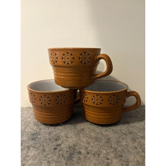 3 Mikasa Vintage Cherokee Design Coffee Cups  # 3013 - Picture 1 of 4